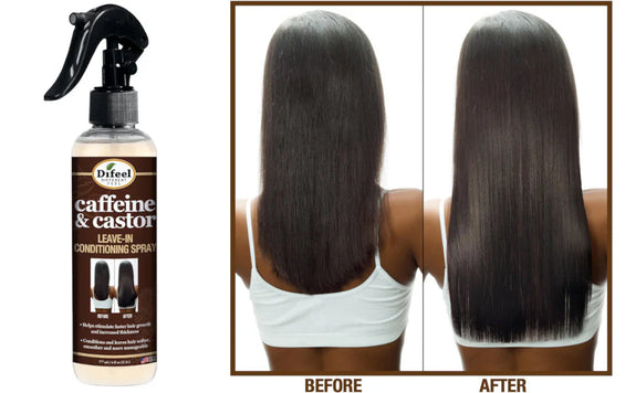 DIFEEL CAFFEINE & CASTOR LEAVE-IN CONDITIONING SPRAY 6 OZ