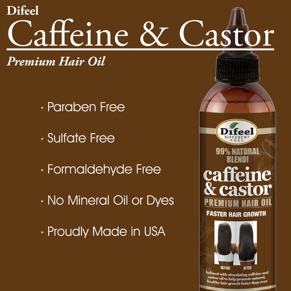 DIFEEL 99% PREMIUM NATURAL HAIR OIL BLEND- CAFFEINE & CASTOR FASTER HAIR GROWTH HAIR OIL 8 OZ