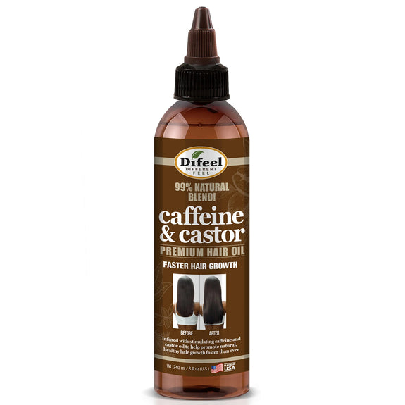 DIFEEL 99% PREMIUM NATURAL HAIR OIL BLEND- CAFFEINE & CASTOR FASTER HAIR GROWTH HAIR OIL 8 OZ