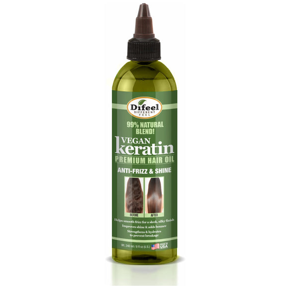 DIFEEL VEGAN KERATIN PREMIUM HAIR OIL - ANTI FRIZZ & SHINE 8 OZ.