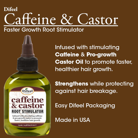 DIFEEL CAFFEINE & CASTOR ROOT STIMULATOR FOR FASTER HAIR GROWTH 2.5 OZ.