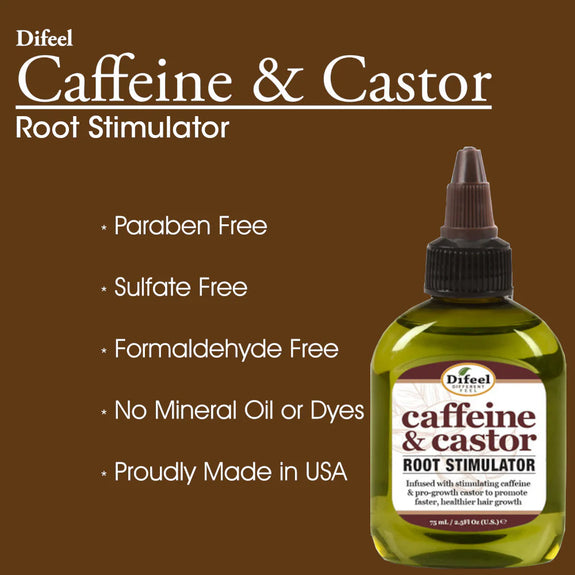 DIFEEL CAFFEINE & CASTOR ROOT STIMULATOR FOR FASTER HAIR GROWTH 2.5 OZ.
