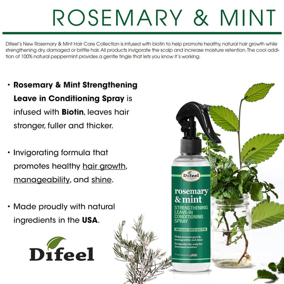 DIFEEL ROSEMARY AND MINT STRENGTHENING LEAVE-IN CONDITIONING SPRAY WITH BIOTIN 6 OZ.