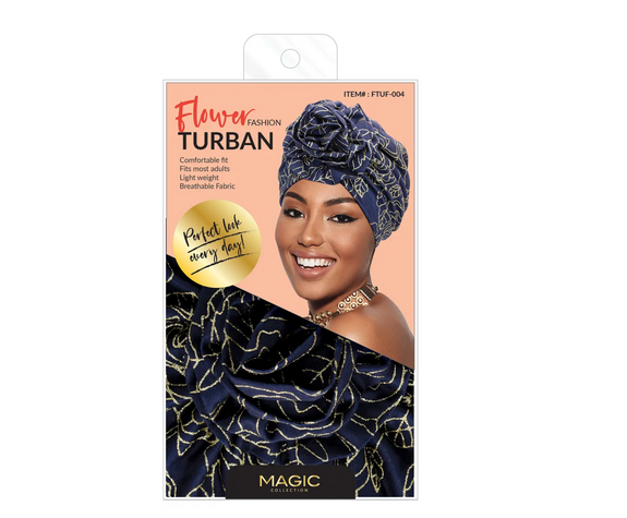 Magic Collection Fashion Turban - Floral Glitter Flower Turban