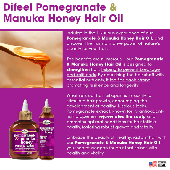 DIFEEL POMEGRANATE & MANUKA HONEY PREMIUM HAIR OIL 8 OZ.