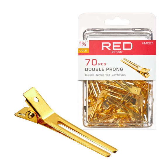 RED BY KISS Gold Double Prong Clip 1 3/4″ (70 PCS)