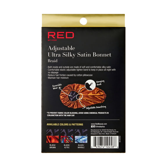 RED BY KISS Reversible Silky Satin Adjustable Bonnet