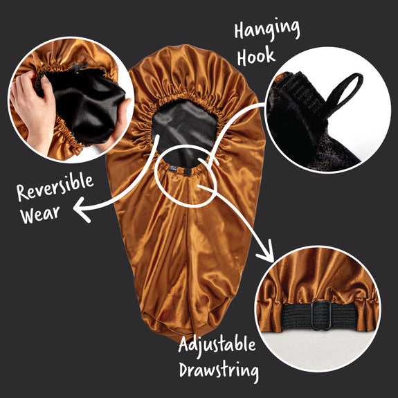 RED BY KISS Reversible Silky Satin Adjustable Bonnet