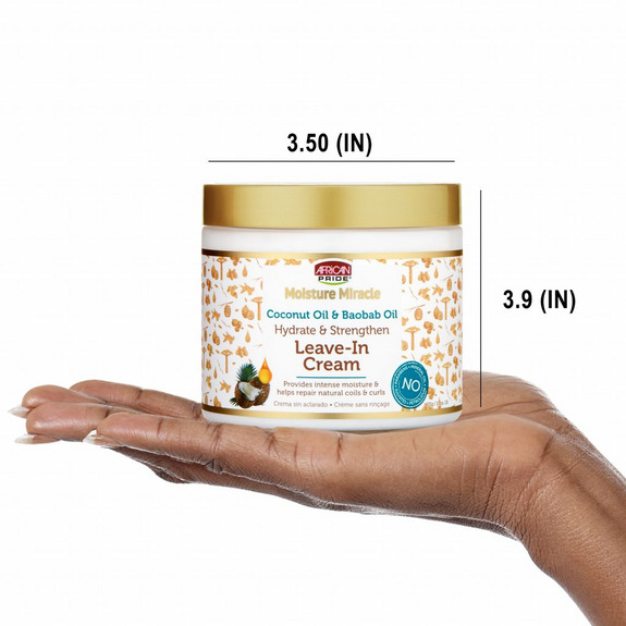 AFRICAN PRIDE MOISTURE MIRACLE COCONUT OIL & BAOBAB OIL LEAVE-IN CREAM, 15OZ