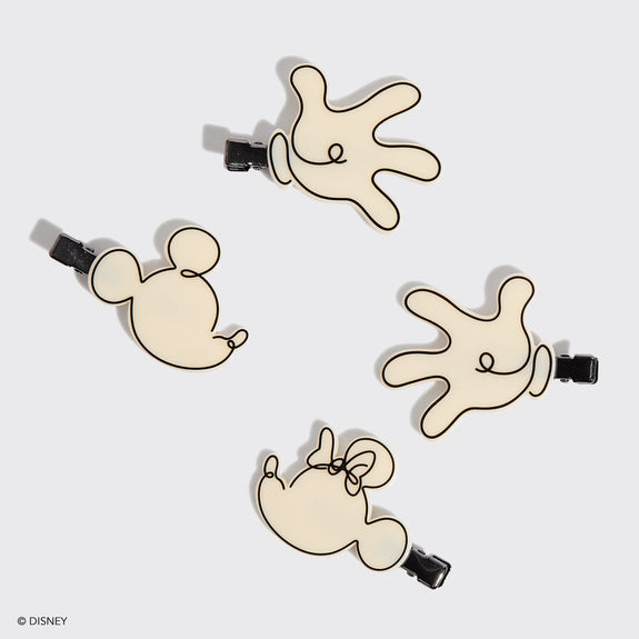 KITSCH Mickey/ Minnie x Kitsch Recycled Plastic Creaseless Clips 4pc Set- Cream