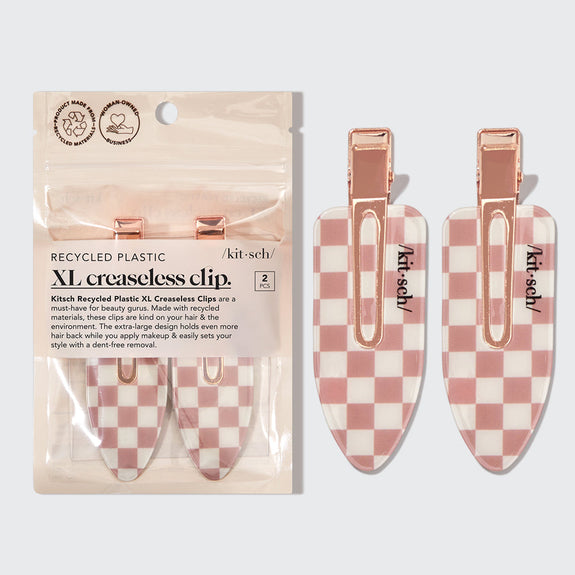 KITSCH XL Terracotta Checker Creaseless Clips 2pc Set