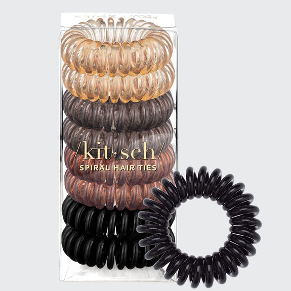 Kitsch Brunette Spiral Hair Ties 8pc Set