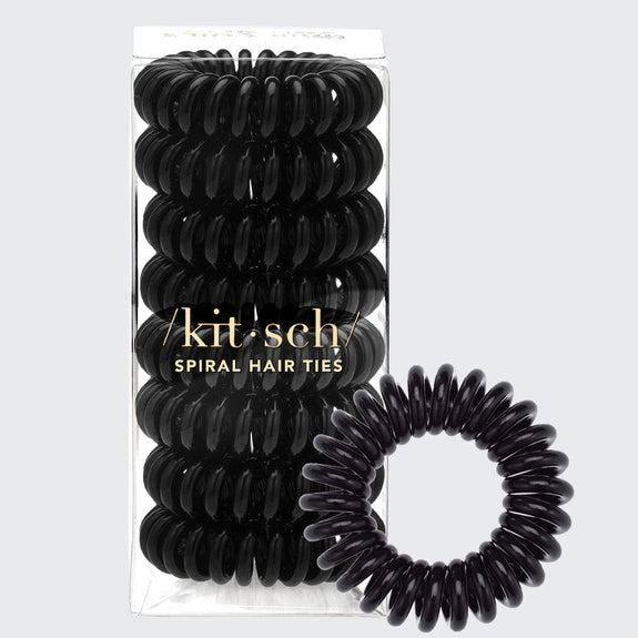 Kitsch Black Spiral Hair Ties 8pc Set