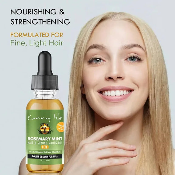 Sunny Isle Rosemary Mint Hair and Strong Roots LITE Oil 2oz