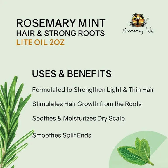Sunny Isle Rosemary Mint Hair and Strong Roots LITE Oil 2oz
