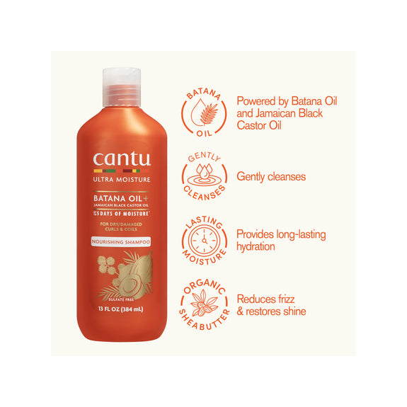 Cantu Ultra Moisture Batana oil Plus Jamaican Castor oil Nourishing Shampoo 384ml/13oz