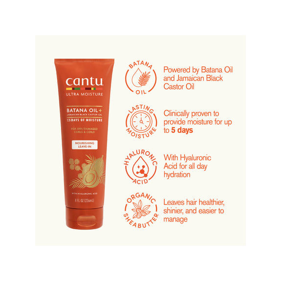 Cantu Ultra Moisture Batana oil Plus Jamaican Castor oil Nourishing Leave-In 236ml/8oz