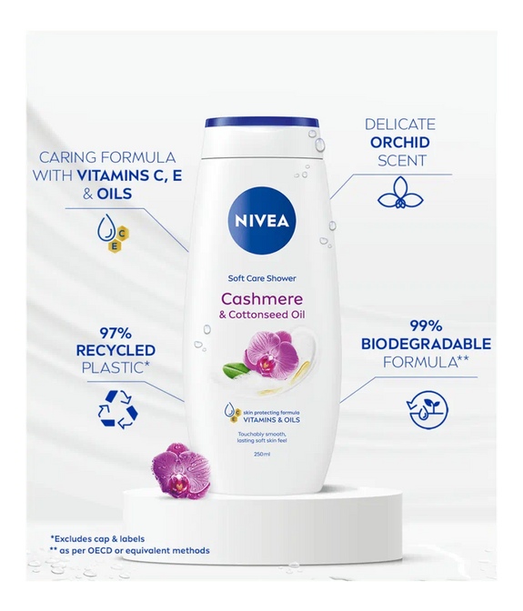 NIVEA CASHMERE & COTTON SEED OIL SHOWER CREAM 250 ML