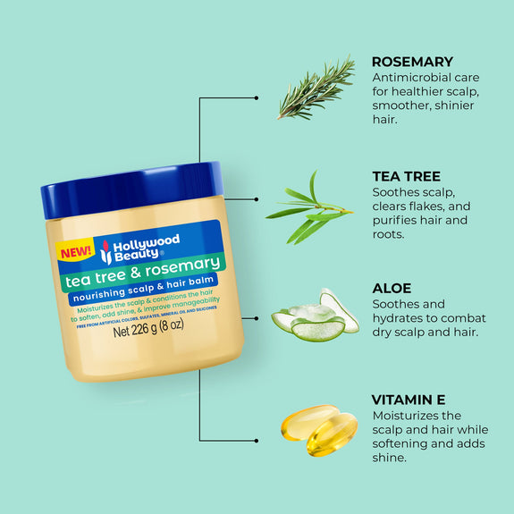 Hollywood Beauty Tea Tree & Rosemary Nourishing Scalp & Hair Balm 226g/8oz