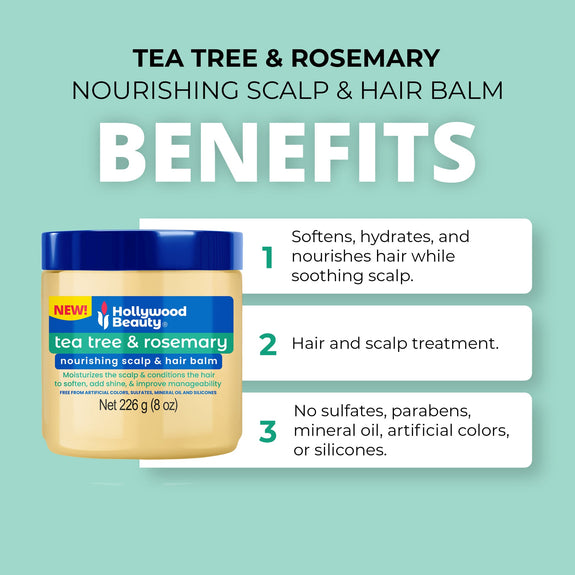 Hollywood Beauty Tea Tree & Rosemary Nourishing Scalp & Hair Balm 226g/8oz