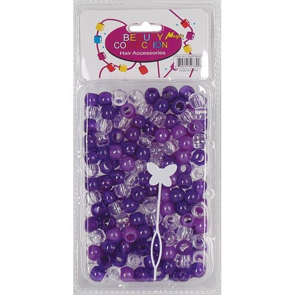 BEAUTY COLLECTION - Large Round Hair Bead 200PCs PURPLE ASSORTED