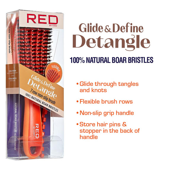 RED BY KISS EZ Glide 7 row non slip Detangling Brush boar