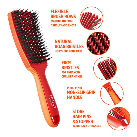 RED BY KISS EZ Glide 7 row non slip Detangling Brush boar