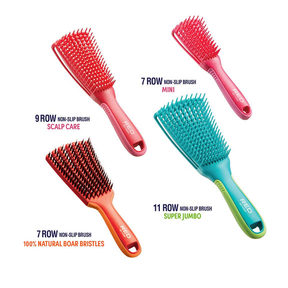 RED BY KISS EZ Glide 7 row non slip Detangling Brush boar