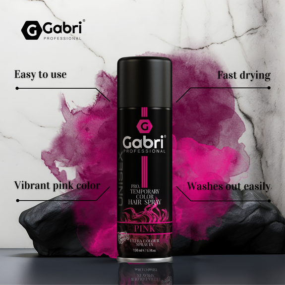 Gabri Professional  Pro Temporary Hair Colour Shimmer Spray Pink 150ml