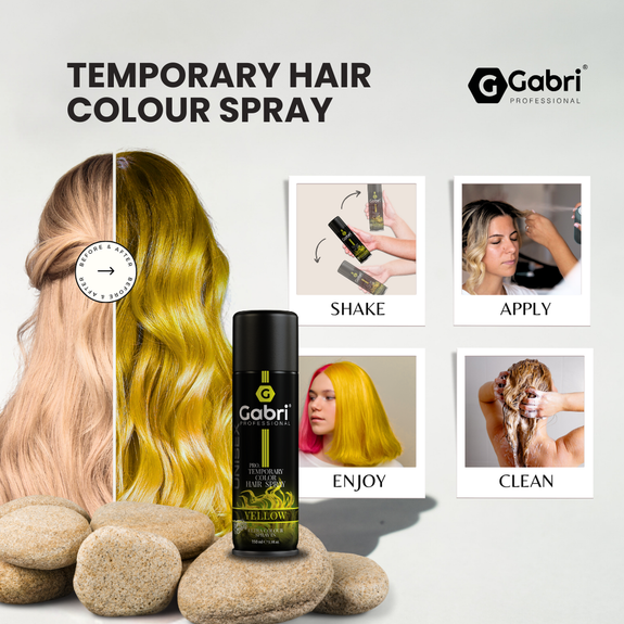 Gabri Professional Pro Temporary Hair Colour Spray Yellow 150ml