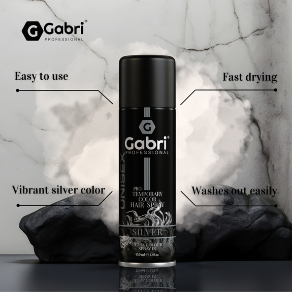Gabri Professional  Pro Temporary Hair Colour Shimmer Spray Silver 150ml