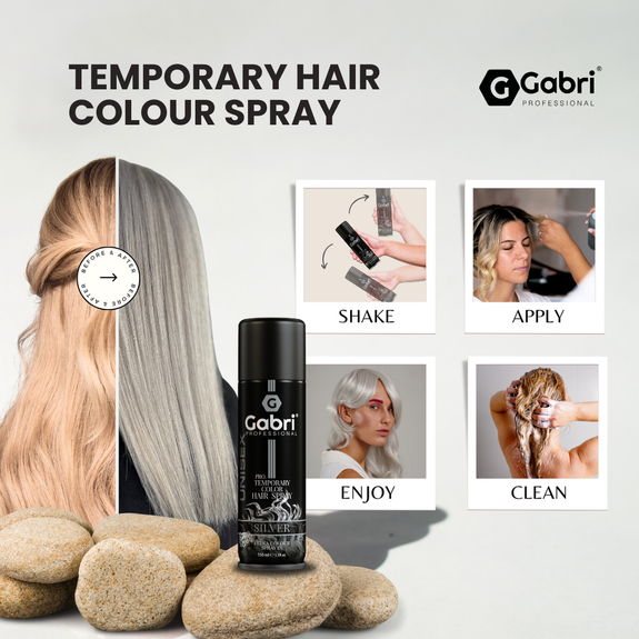 Gabri Professional  Pro Temporary Hair Colour Shimmer Spray Silver 150ml