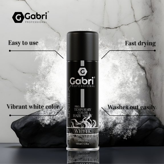 Gabri Professional  Pro Temporary Hair Colour Shimmer Spray White 150ml