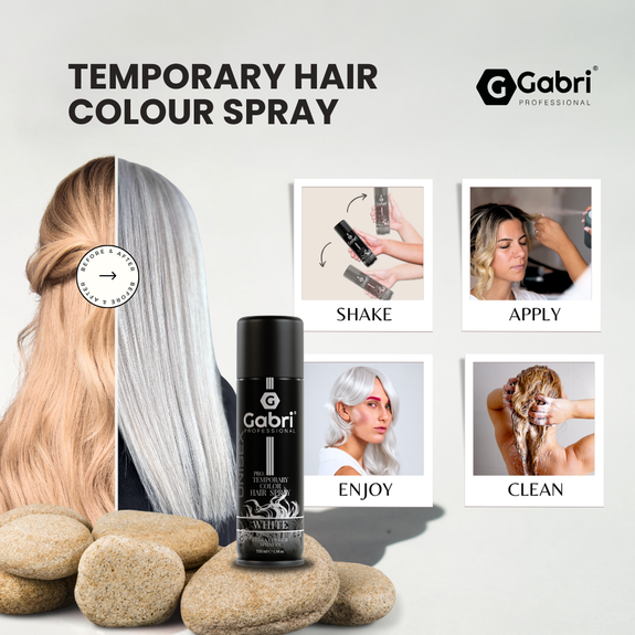 Gabri Professional  Pro Temporary Hair Colour Shimmer Spray White 150ml