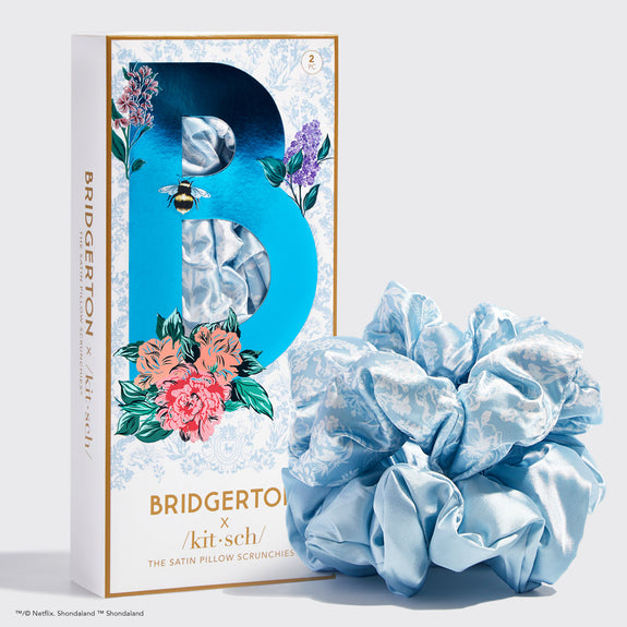 Kitsch Limited edition x Bridgerton Satin Pillow Scrunchies - Toile De Blue