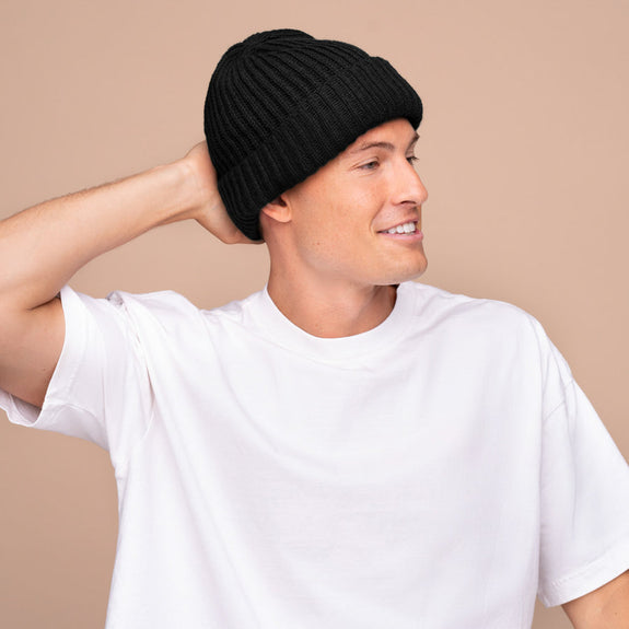 KITSCH Glazey™ Satin-Lined Beanie in Black