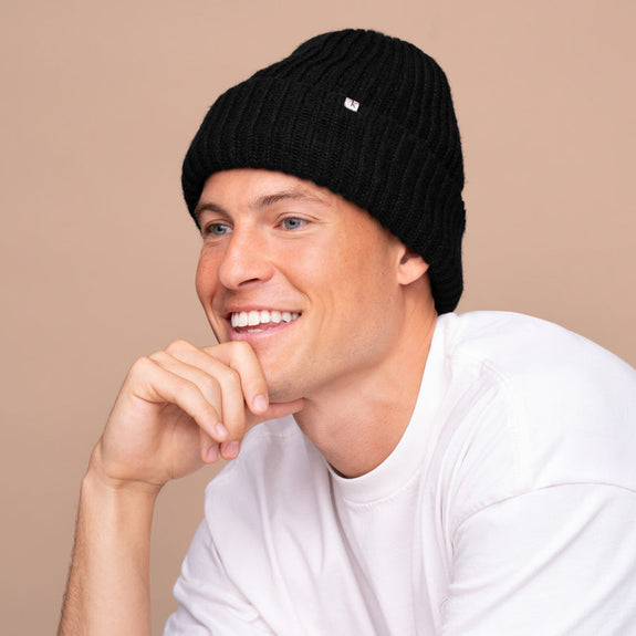 KITSCH Glazey™ Satin-Lined Beanie in Black