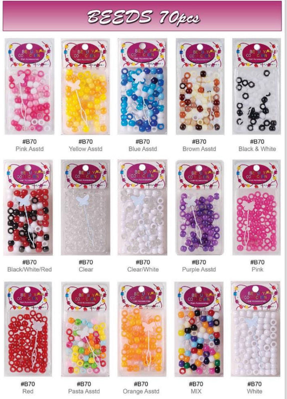 BEAUTY COLLECTION ROUND HAIR BEADS 70 pcs