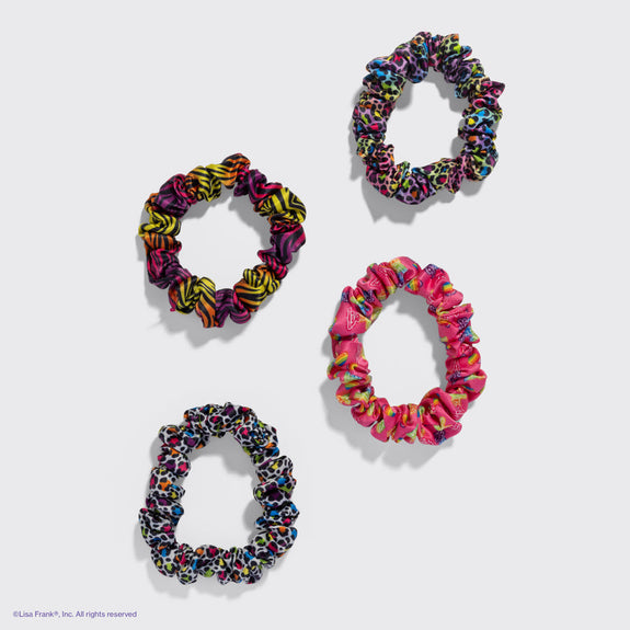 KITSCH  Lisa Frank x Kitsch Ruched Satin Scrunchies in Rainbow Leopard