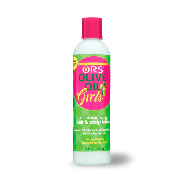 ORS OLIVE OIL GIRLS OIL MOISTURIZING HAIR AND SCALP LOTION WITH COCONUT, CASTOR AND SAFFLOWER SEED-8.5 OZ