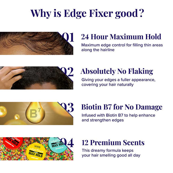 Red By Kiss Edge Fixer 24 Hour Edge Control Max Hold Non-Flaxing Wax Cherry Blossom 100ml