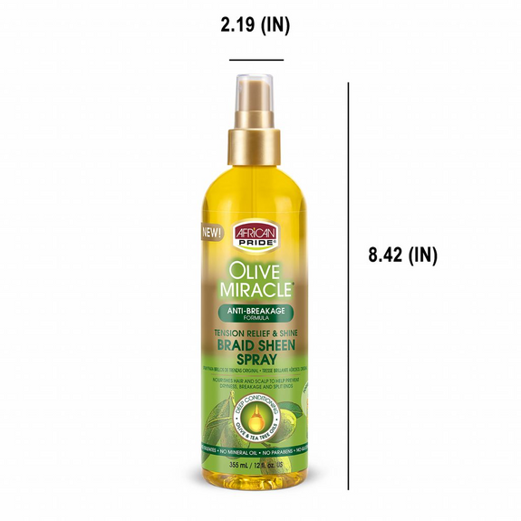 AFRICAN PRIDE OLIVE MIRACLE BRAID SHEEN SPRAY, REGULAR, 12FL OZ