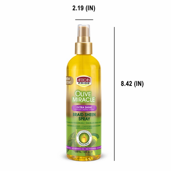 AFRICAN PRIDE OLIVE MIRACLE BRAID SHEEN SPRAY, EXTRA, 12FL OZ