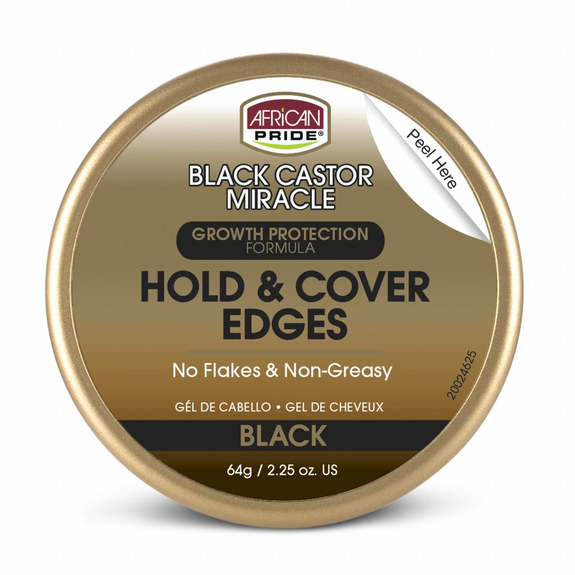 AFRICAN PRIDE BLACK CASTOR MIRACLE HOLD & COVER EDGES, BLACK, 2.25OZ