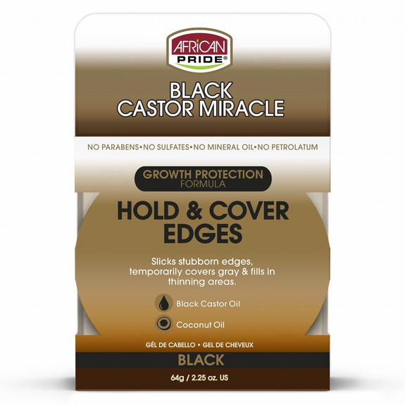 AFRICAN PRIDE BLACK CASTOR MIRACLE HOLD & COVER EDGES, BLACK, 2.25OZ