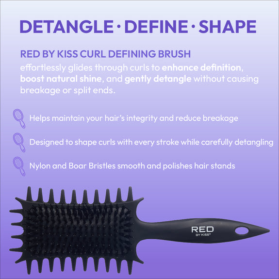 Red By Kiss Curl-Art Styler Detangling & Curl Defining Brush with Side Combs Black