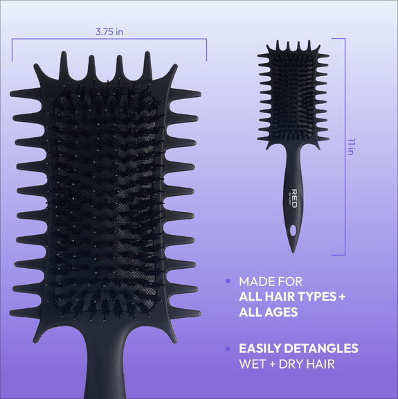 Red By Kiss Curl-Art Styler Detangling & Curl Defining Brush with Side Combs Black