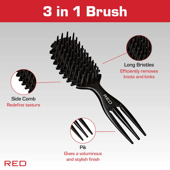 Red By Kiss Curl & Care 4-in-1 Detangle Brush Black