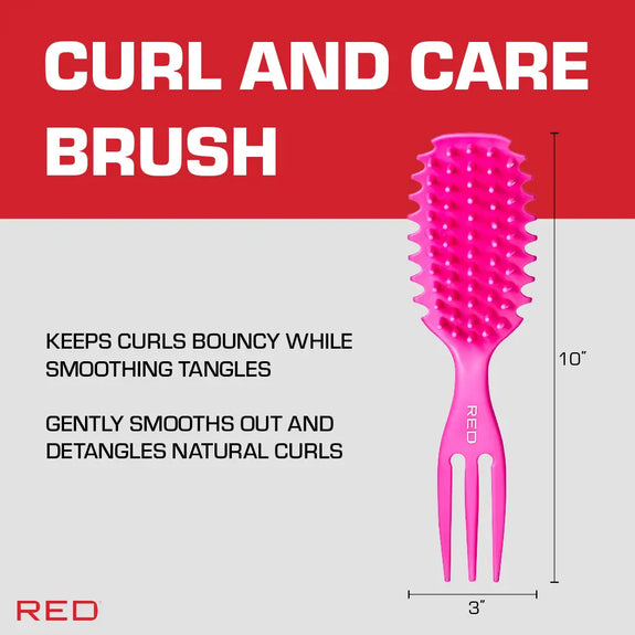 Red By Kiss Curl & Care 4-in-1 Detangle Brush Pink