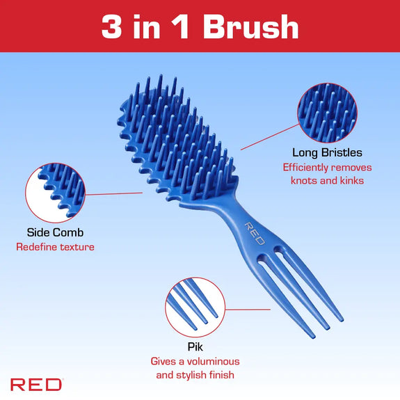 Red By Kiss Curl & Care 4-in-1 Detangle Brush Blue